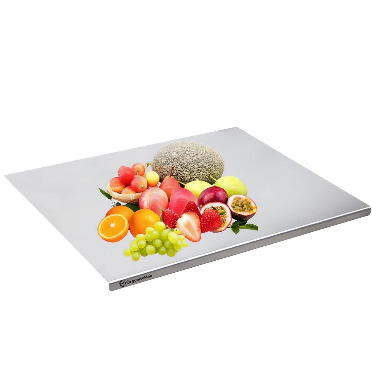 Stainless Steel Chopping Board (35x31cm) | Non-Porous, Built-in Groove, Durable & Hygienic