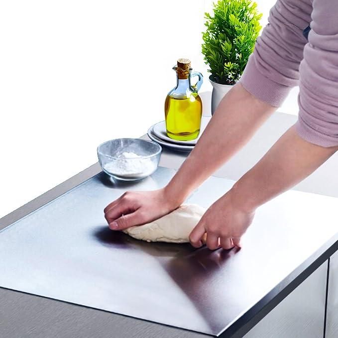 Stainless Steel Chopping Board (35x31cm) | Non-Porous, Built-in Groove, Durable & Hygienic